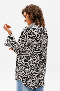 Рубашка из вискозы с принтом зебра от Анелли Anelli 1203.1 беж_зебра - фото 5