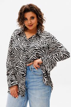 Рубашка из вискозы с принтом зебра от Анелли Anelli 1203.1 беж_зебра - фото 4