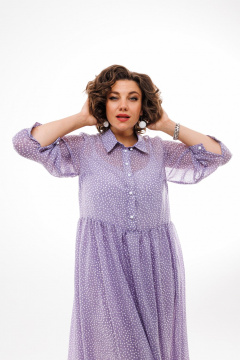 Платье из шифона с нагрудными вытачками и комбинированием Anelli 1362 лиловый - фото 4