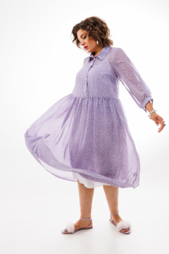 Платье из шифона с нагрудными вытачками и комбинированием Anelli 1362 лиловый - фото 3