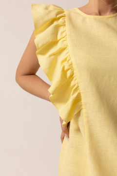 Платье из льна с воланами и рельефами Golden Valley 44037 желтый - фото 3