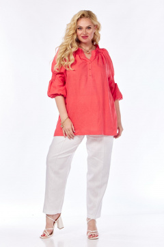 Льняная женская туника с разрезами и рукавом реглан AVA fashion М-058 - фото 3