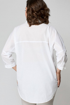 Белая удлиненная рубашка из хлопка с накладным карманом Solomeya Lux 968 белый - фото 4