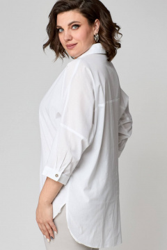 Белая удлиненная рубашка из хлопка с накладным карманом Solomeya Lux 968 белый - фото 3