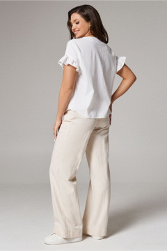 Блуза из текстиля на каждый день белая PND 00743P - фото 4