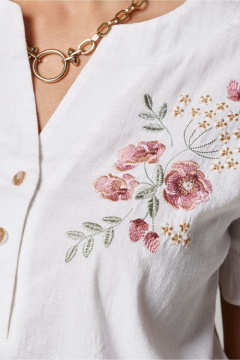 Блуза из текстиля на каждый день белая PND 00743P - фото 3