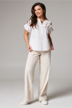 Блуза из текстиля на каждый день белая PND 00743P - фото 1