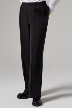 Демисезонные черные женские брюки из текстиля для офиса PND 00860P - фото 4