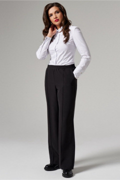 Демисезонные черные женские брюки из текстиля для офиса PND 00860P - фото 1