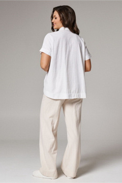 Белая блуза из текстиля и хлопка для каждодневных образов PND 01040P - фото 3
