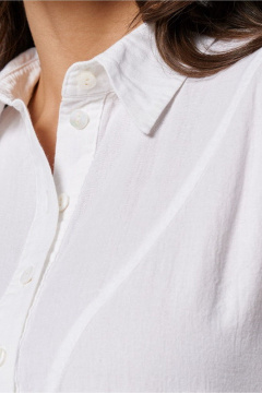Белая хлопковая блуза из текстиля для повседневного стиля PND 01140P - фото 4