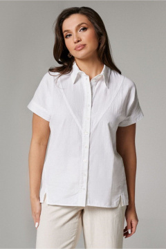 Белая хлопковая блуза из текстиля для повседневного стиля PND 01140P - фото 3