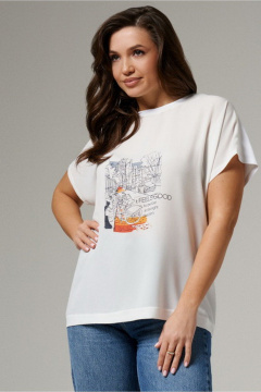 Белая летняя блуза из текстиля для ежедневных образов PND 01940P - фото 2