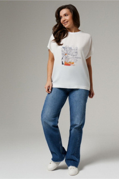 Белая летняя блуза из текстиля для ежедневных образов PND 01940P - фото 1