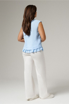 Голубая на каждый день блуза из текстиля PND 05040P голубой - фото 4