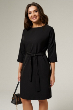 Черное демисезонное платье из текстиля для ежедневного стиля PND 05480P - фото 2