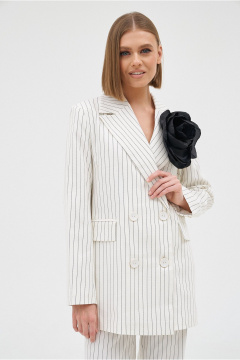 Белый деловой костюм из костюмной ткани с двубортным жакетом PUR PUR 11-170/1 - фото 2