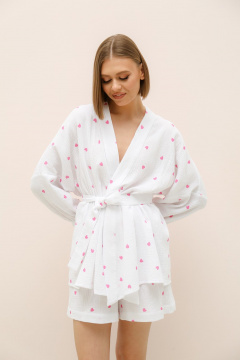 Костюм блуза со съемным поясом и шорты свободного силуэта PUR PUR 11-300/2 - фото 4