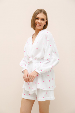Костюм блуза со съемным поясом и шорты свободного силуэта PUR PUR 11-300/2 - фото 2