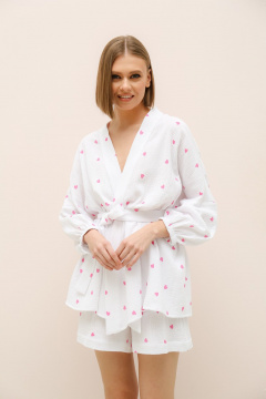 Костюм блуза со съемным поясом и шорты свободного силуэта PUR PUR 11-300/2 - фото 1