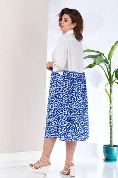 Платье на каждый день в белом и синем с подрезами Anastasia 1107 белый/васильковый - фото 5