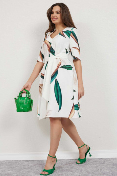 Платье А-силуэта с декоративным поясом и принтом Mislana А948 - фото 3