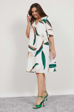 Платье А-силуэта с декоративным поясом и принтом Mislana А948 - фото 1