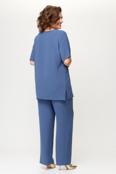 Туника и брюки из легкой ткани с высоким поясом OVERYOU М145/1 незабудка - фото 2