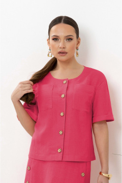 Костюм из жакета и юбки из лен и текстиля Lissana 4891 малиновый - фото 4
