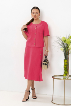 Костюм из жакета и юбки из лен и текстиля Lissana 4891 малиновый - фото 3