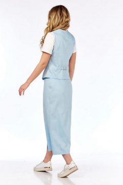 Комплект из жилета, футболки и юбки для ежедневного стиля Милора-стиль 1205 голубой - фото 3