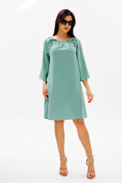 Зеленое платье трапеция с вырезами и шнуровкой по горловине COCKTAIL 119 - фото 1