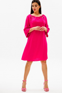 Розовое платье трапеция с шнуровкой и вырезом «лодочка» COCKTAIL 119/1 - фото 4