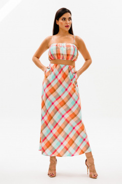 Мультиколорный топ и длинная юбка из текстиля для свободного стиля COCKTAIL 124 - фото 1