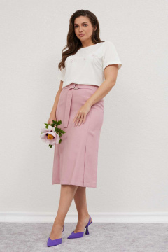 Летний комплект блуза со спущенными плечами и расклешенная юбка из хлопка и текстиля Mislana 891/1 - фото 2