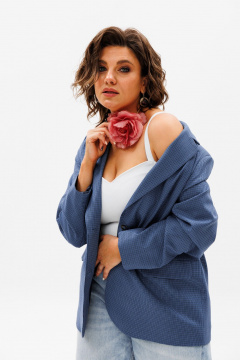 Деловой жакет с карманами из текстиля для делового образа Anelli 1471.1 черное_море - фото 1