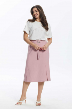 Комплект блуза с разрезами и юбка с шлицами Mislana 891 белый - фото 1