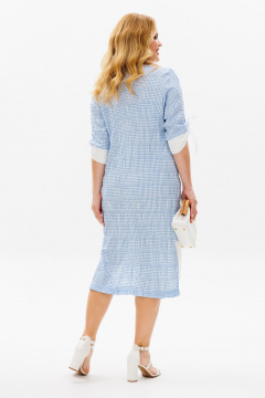 Платье из крэша в мелкую клетку с удлиненной спинкой Michel chic 2163 голубой+белый - фото 5