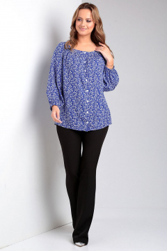 Блуза в стиле кэжуал с цветочным узором из вискозы Таир-Гранд 62435 василек - фото 5