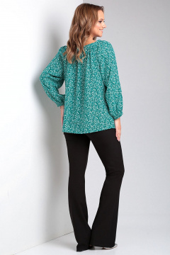 Блуза свободного силуэта с присборенными рукавами-реглан Таир-Гранд 62435 зеленый - фото 5