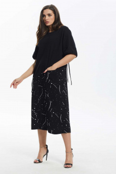 Платье свободного силуэта из комбинированных тканей Mislana 886 - фото 4