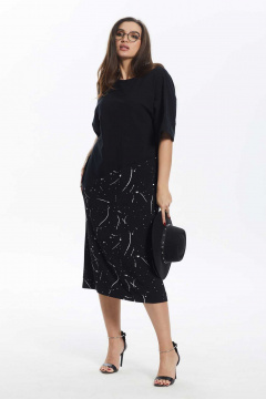 Платье свободного силуэта из комбинированных тканей Mislana 886 - фото 2