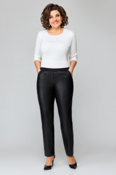 Лаконичные кожаные зауженные брюки из трикотажа и эко-кожи Svetlana-Style 1946 - фото 1