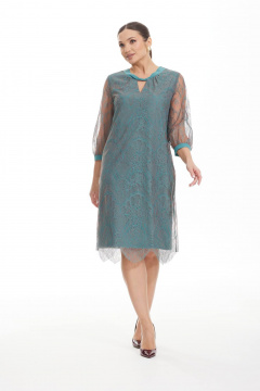 Платье из кружева с полуприлегающим силуэтом и рукавом ¾ Elady 4415 бирюза - фото 3