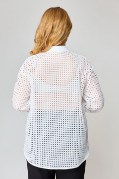 Белая классическая блузка из ткани решелье с нагрудным карманом VIPPRIMO 100 белый - фото 2