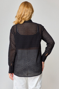Черная блузка из ткани решелье с длинным рукавом и застежкой на пуговицы VIPPRIMO 100 черный - фото 2