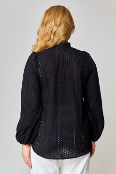 Черная блузка с длинными рукавами-буфами и V-образным вырезом VIPPRIMO 101 черный - фото 2