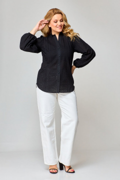 Черная блузка с длинными рукавами-буфами и V-образным вырезом VIPPRIMO 101 черный - фото 5