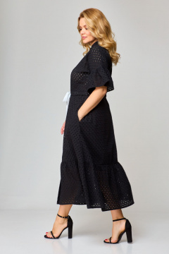 Платье макси из ришелье с карманами и воротником-стойкой VIPPRIMO 104 черный - фото 5