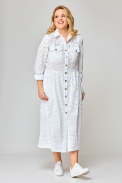 Платье-рубашка из хлопка с накладными карманами VIPPRIMO 106 белый - фото 5